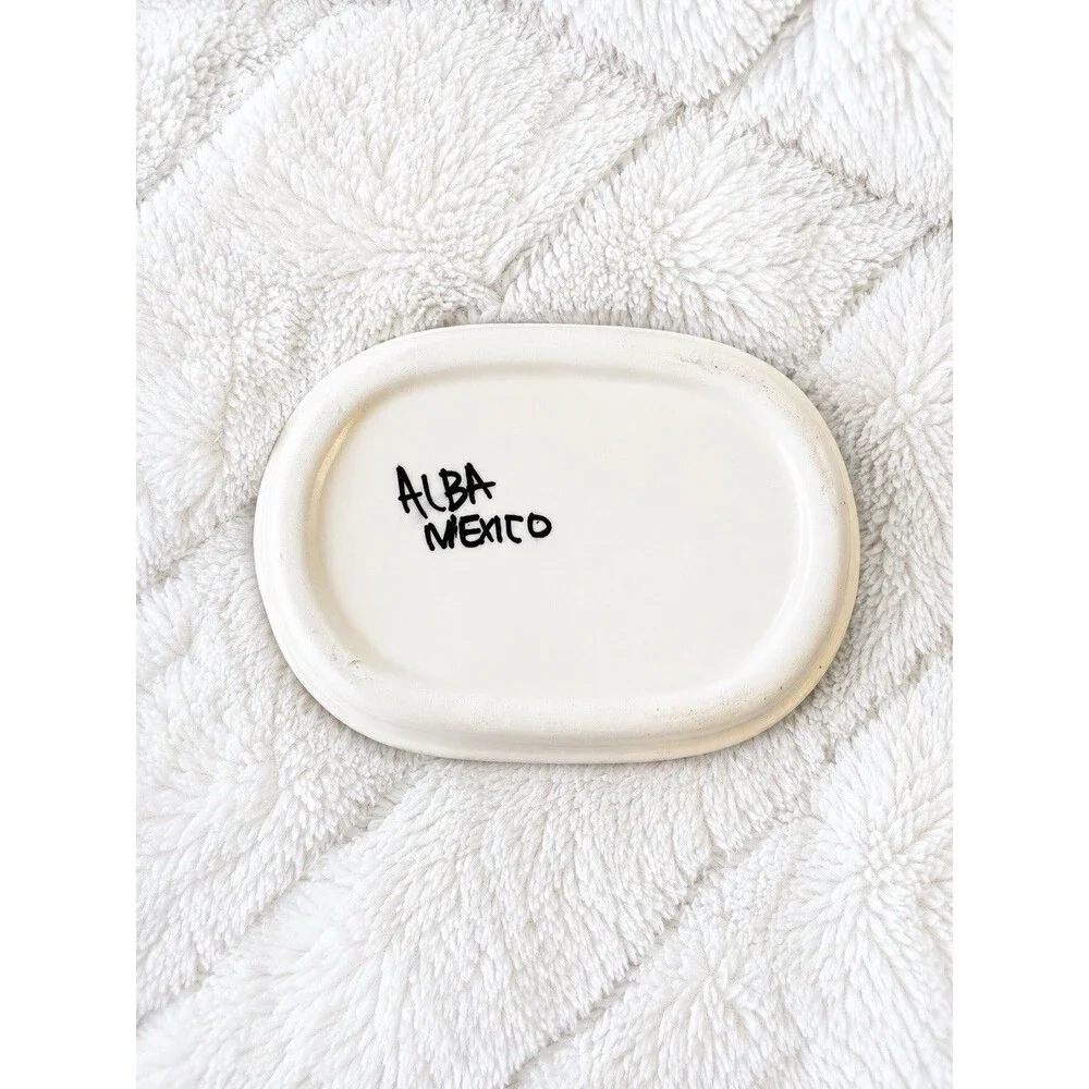 ALBA Mexico Multicolor Floral Hand-Painted Ceramic Soap Dish 6x4 Mexican Pottery